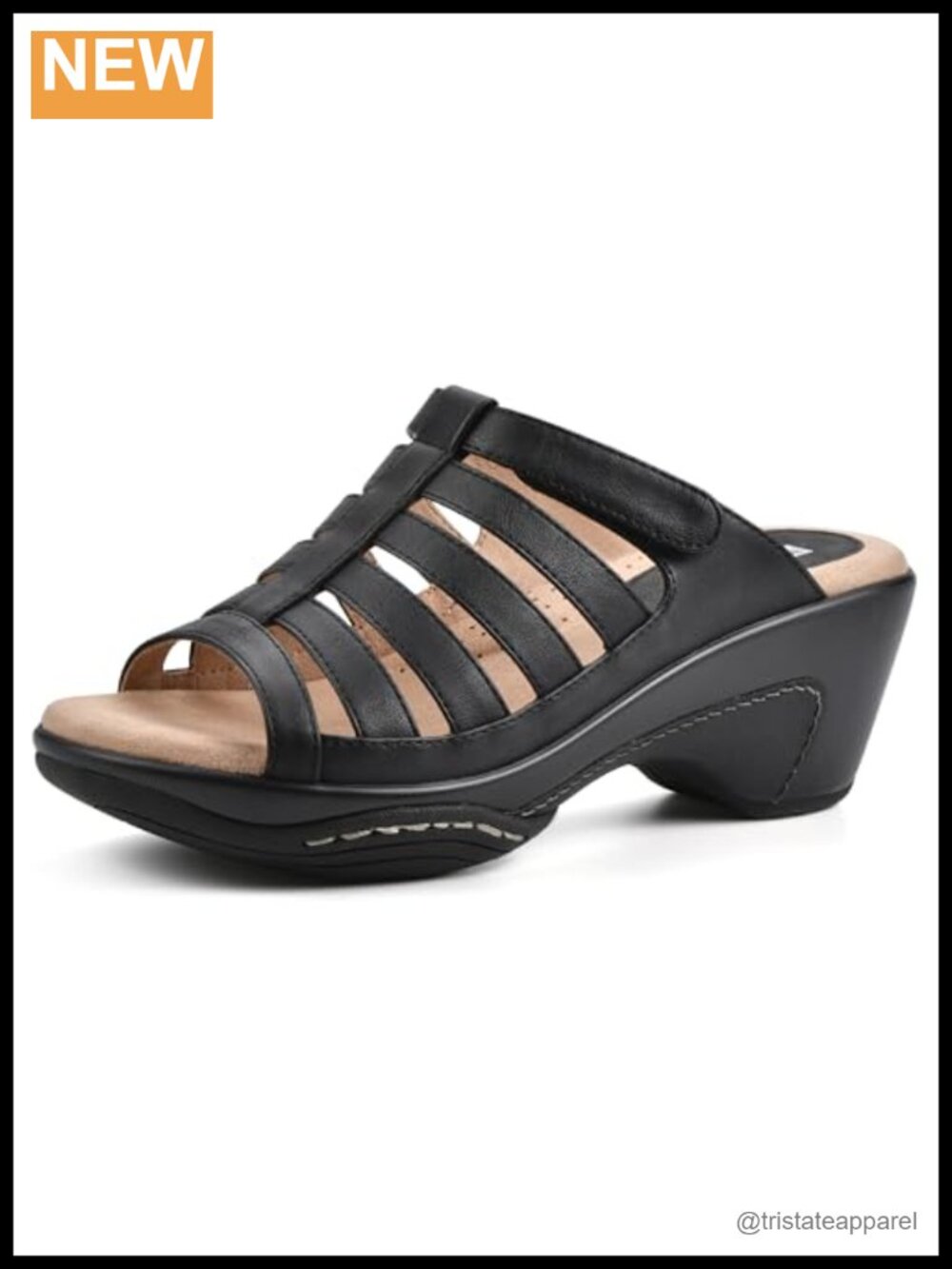 Cushioned Slide Sandal with Adjustable Strap and Suedette Lining